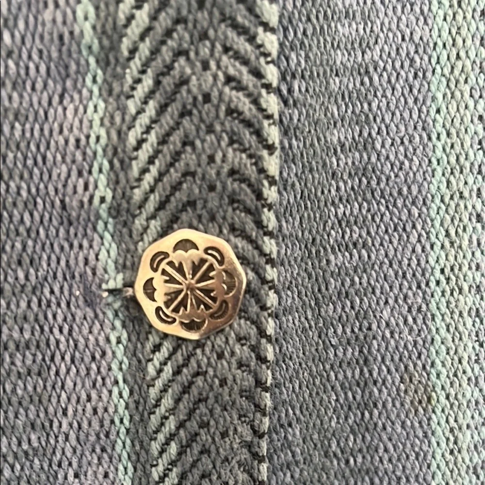Orvis Vintage Tapestry Blue Striped  est with silver ornate buttons sz small - Picture 4 of 7